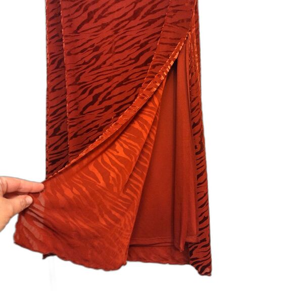 Velvet Burnout Zebra Print Maxi Skirt L Y2K Alt Goth Grunge Edgy Gritty Whimsy - Picture 3 of 5